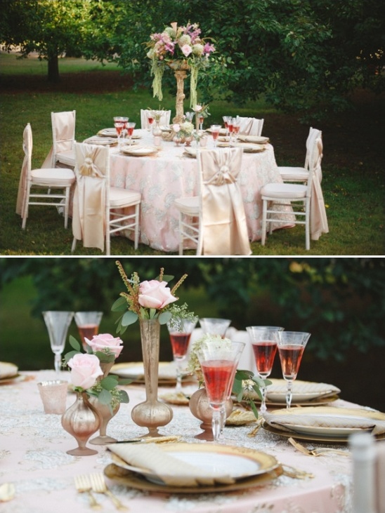 pink and gold table decoration ideas