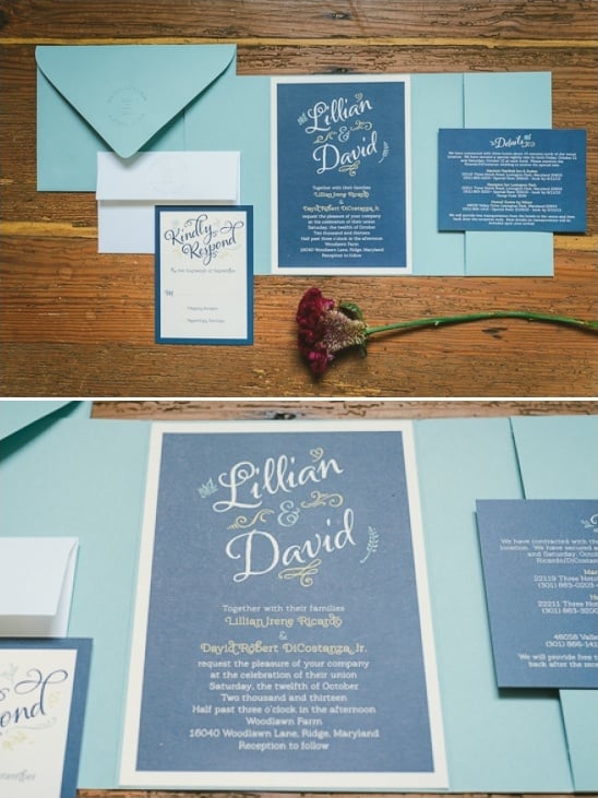 blue wedding invite