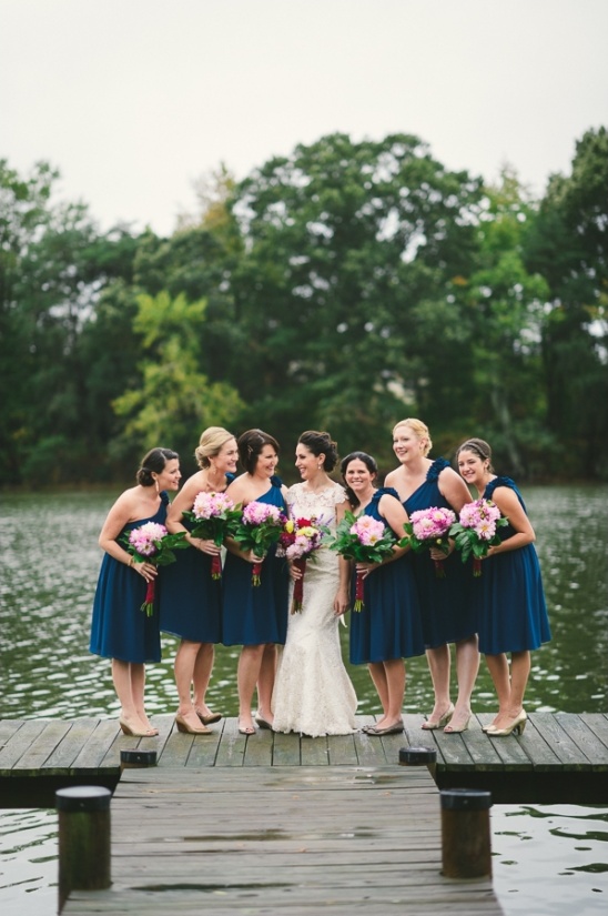 navy one shoulder bridesmaid dresses from bhldn