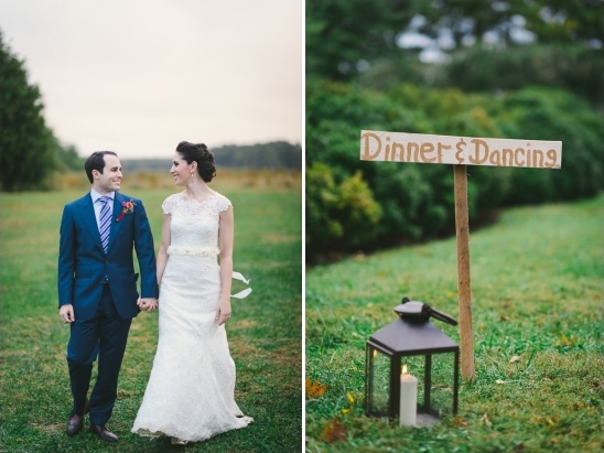 Bride and groom at outdoor wedding reception location