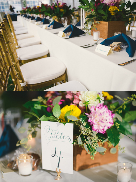 Wedding table setting with floral centerpiece decor
