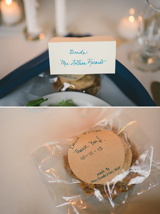Bride's place card and thank you cookie wedding favors