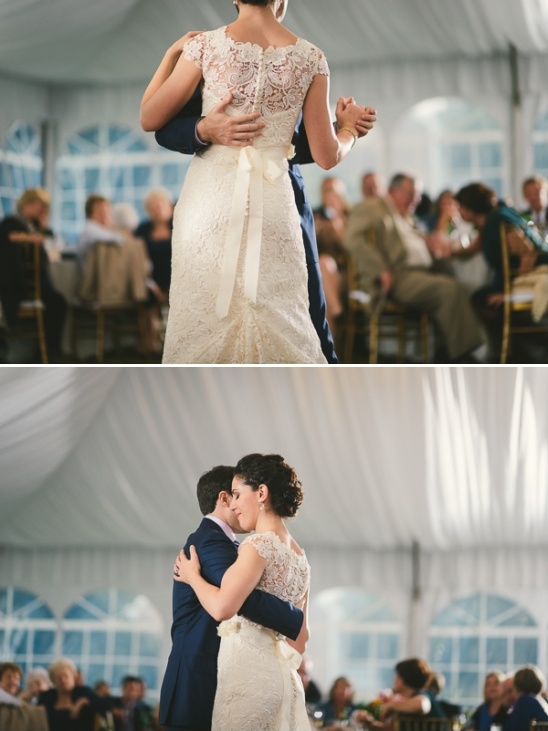 Bride and groom sharing their first dance at wedding