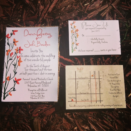 Rustic Floral Wedding invitation with rsvp & maps