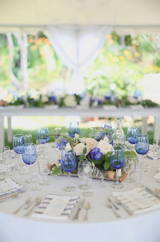 blue and cream wedding decor