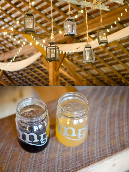 barn lighting and mason jar glasses