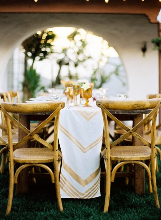 gold chevron table runners