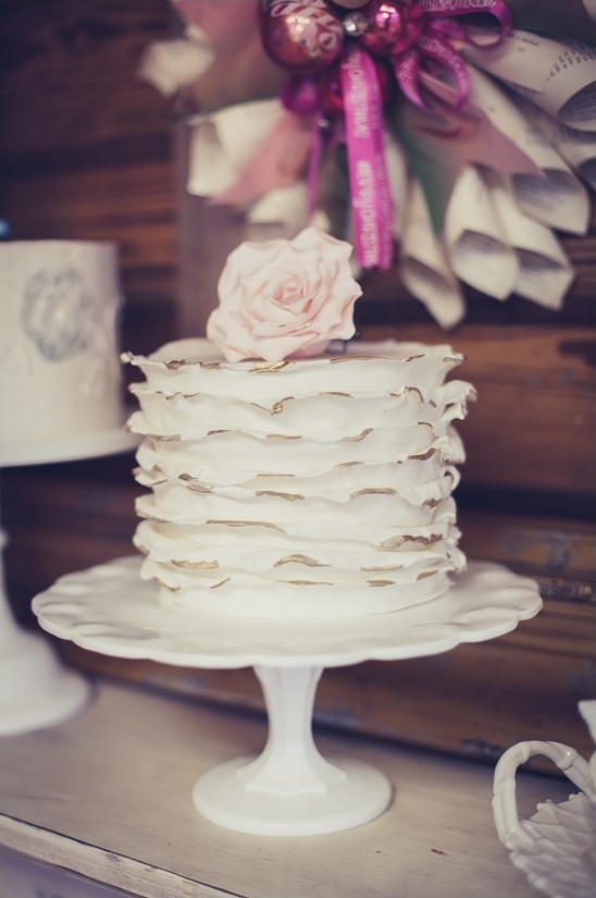 gold edged ruffle wedding cake
