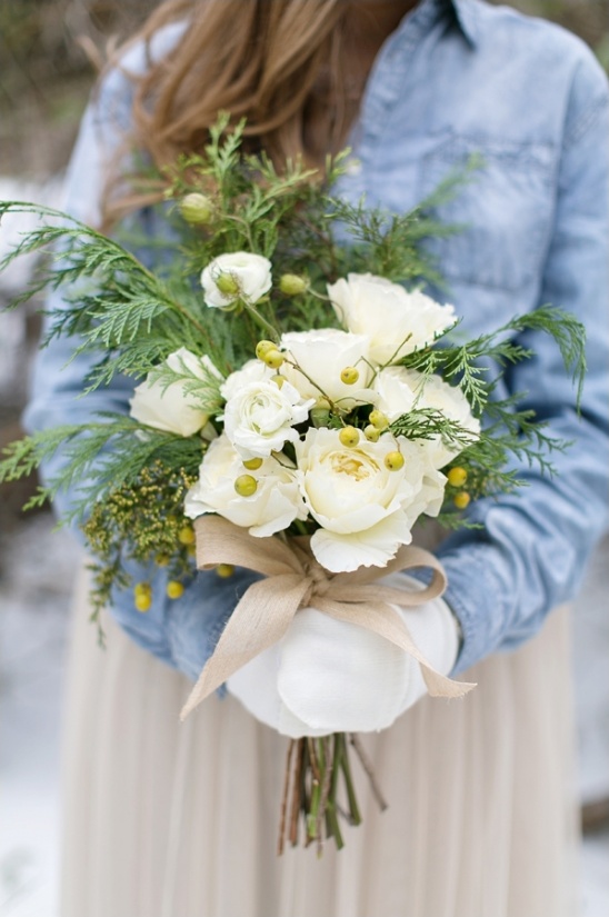 white rose winter bouquet
