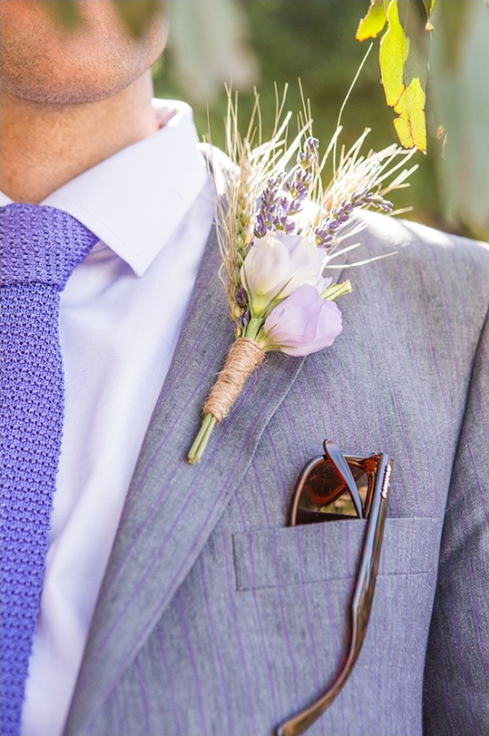 wheat and lavender boutonniere