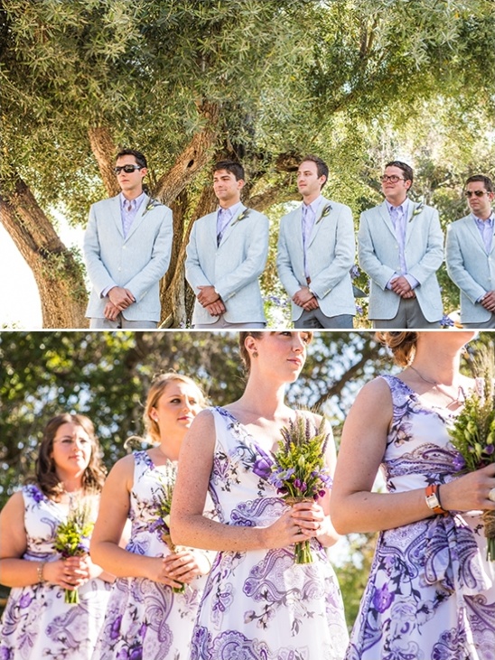 grey and purple wedding party