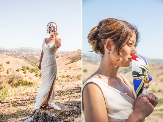 Bride in desert dress with mask