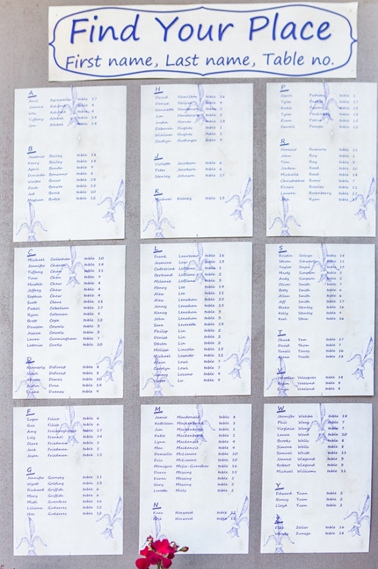 Table assignments for event