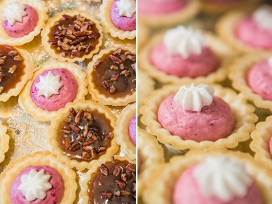 Delicious assorted mini tarts with whipped cream