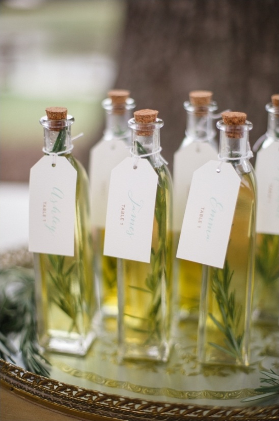 rosemary infused olive oil wedding favors and escort cards