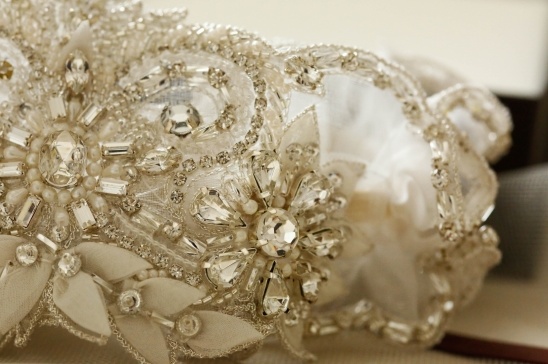 Elegant beaded bridal garter with crystals