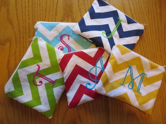 Chevron Cosmtic Bags Bridesmaids Gifts!