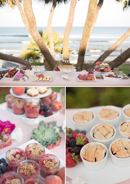 dessert table with mini cobblers and mini pies