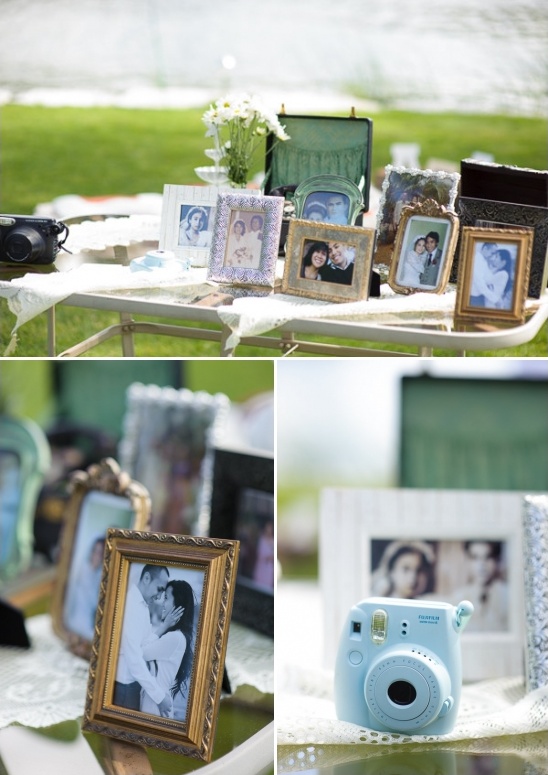 welcome table and instant photo guestbook station