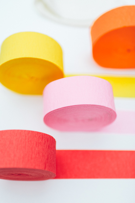 Colorful crepe paper streamers for party decorations