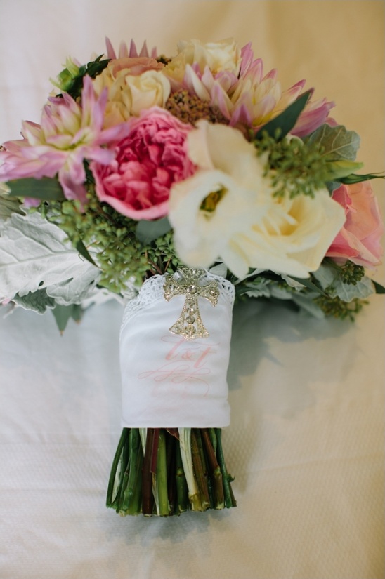 monogram wrapped bouquet