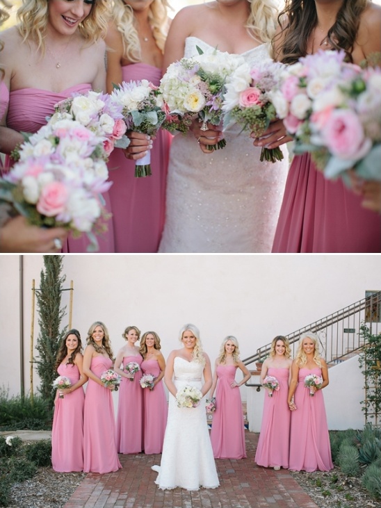 pink and white bridesmaid dress