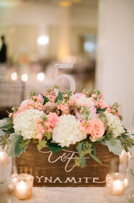 faux dynamite boxes as table number centerpieces