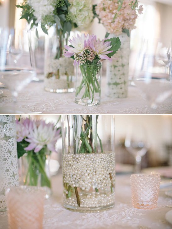 elegant centerpieces with floating pearls