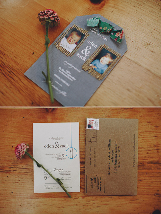 letterpress save the date and rehearsal dinner invite