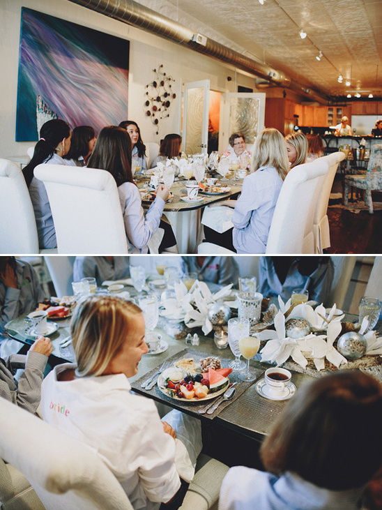 Bridal shower brunch with friends celebrating the bride