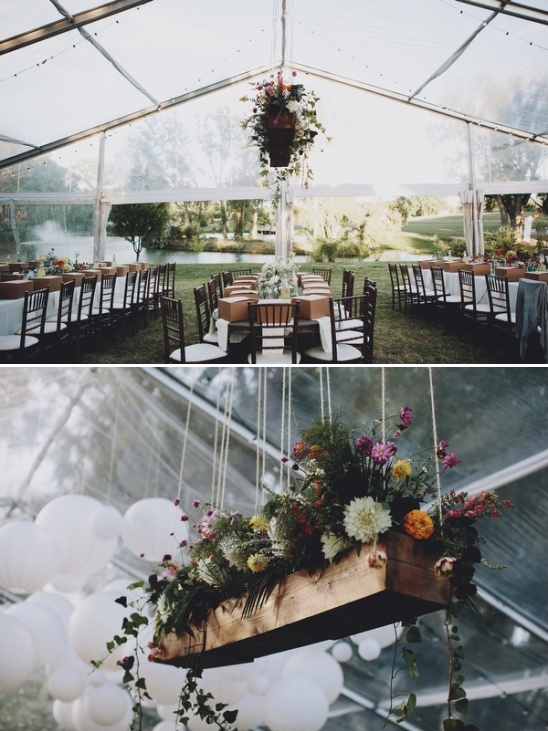 Elegant floral wedding tent decor