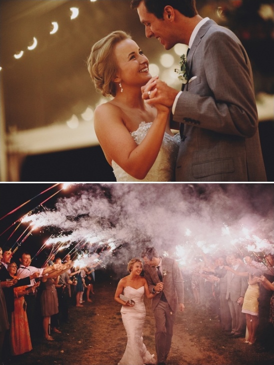 Happy couple's first dance and sparkler sendoff