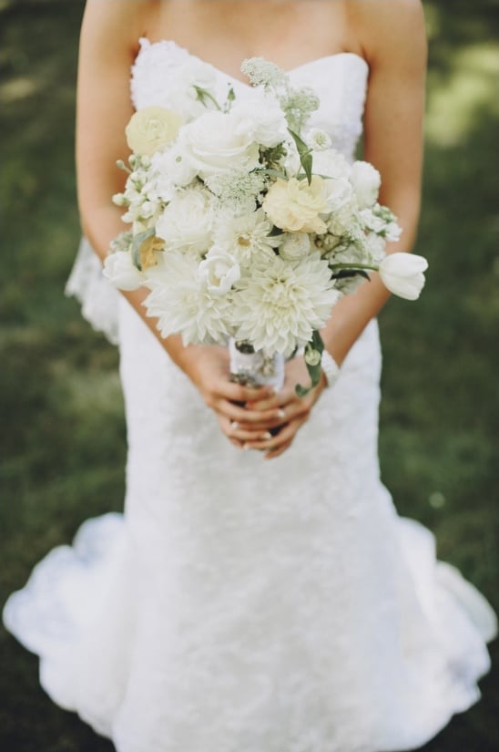 white bridal bouquet by andreaâs design