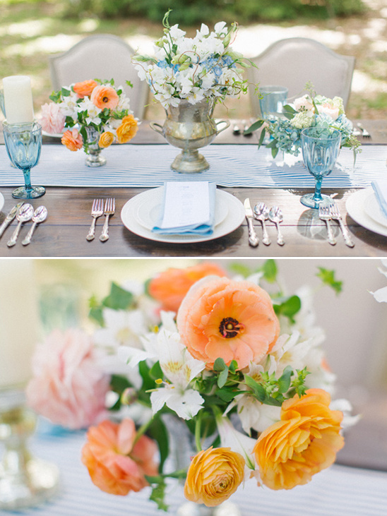 orange, blue and white wedding ideas