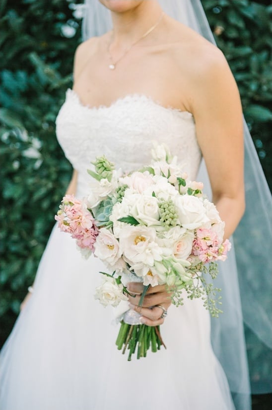 white and pink wedding bouquet