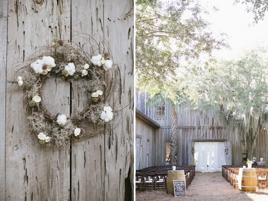 cotton wreath wedding ceremony decor