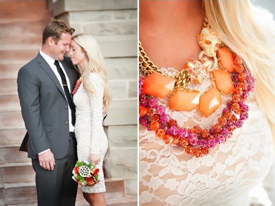 Couple and colorful orange necklace