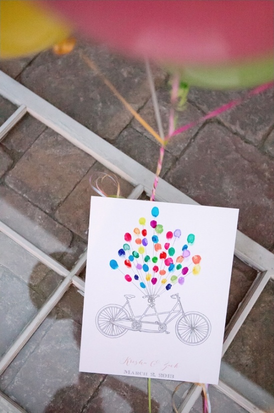 Colorful balloons tandem bike guest book