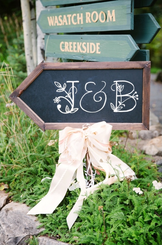 Wedding sign: J&B wedding direction arrow