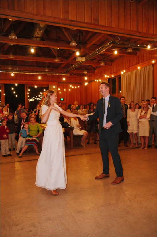 Bride and groom's first dance at wedding reception