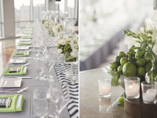 lime green and navy wedding reception
