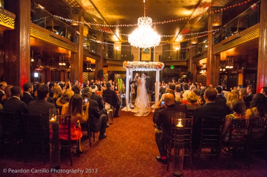 Wedding ceremony in a grand ballroom