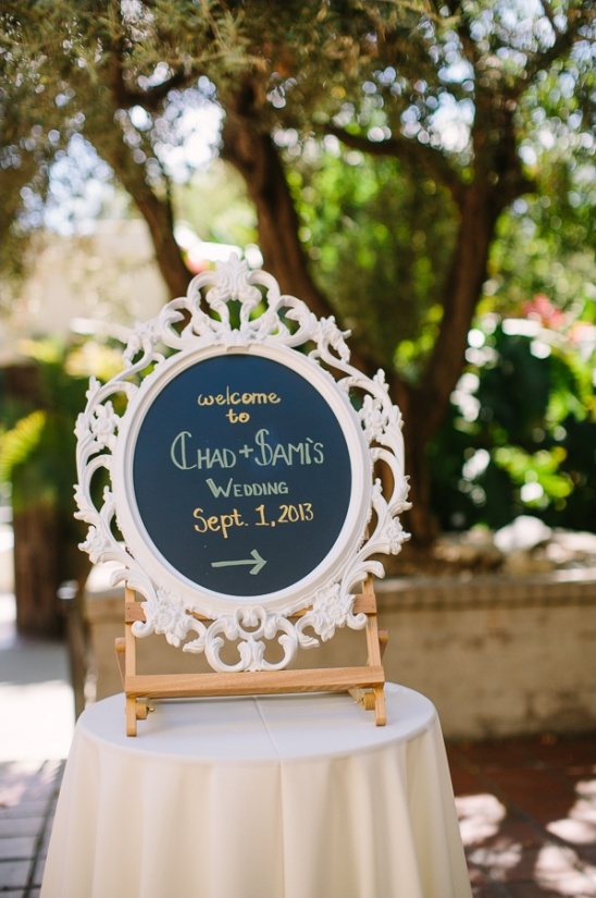elegant framed chalkboard wedding sign