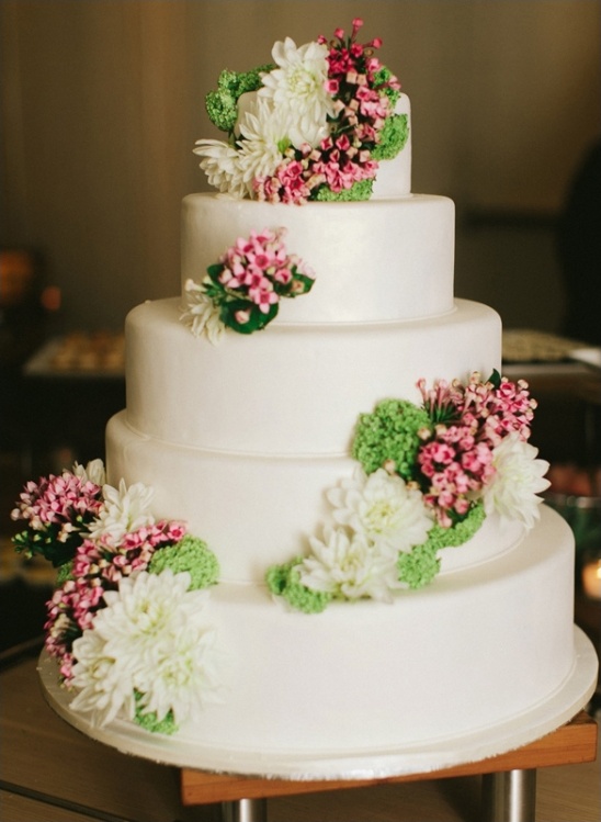 simple tiered white wedding cake