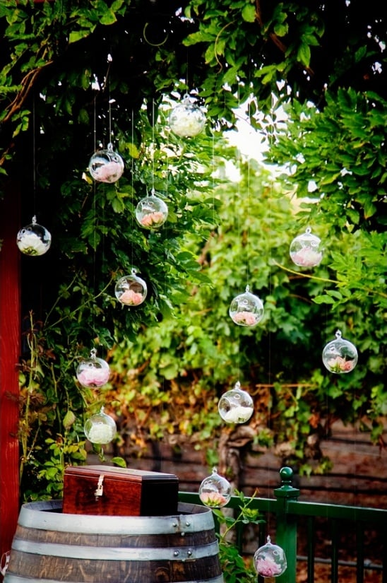 clear glass ornaments with flowers inside