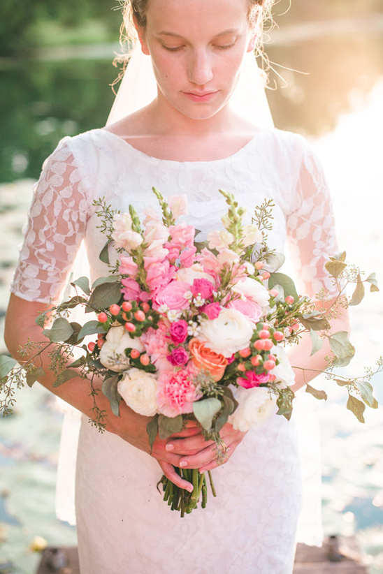 pink and white bridal bouquet by lammscapes