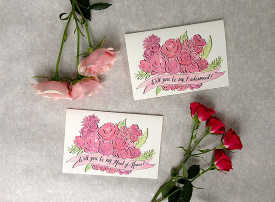Pretty in Pink Bridesmaid Cards