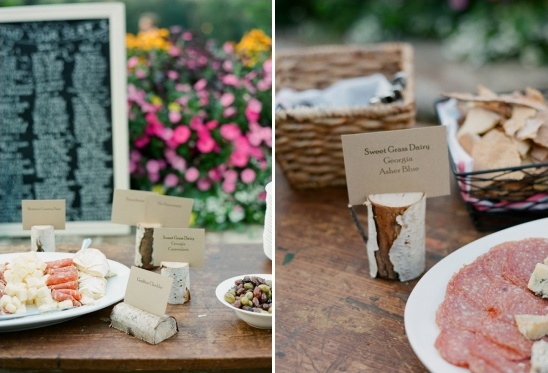 Wooden cheese and meat platter display