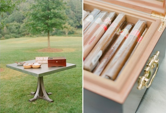 Cigar bar with wooden box and cigars
