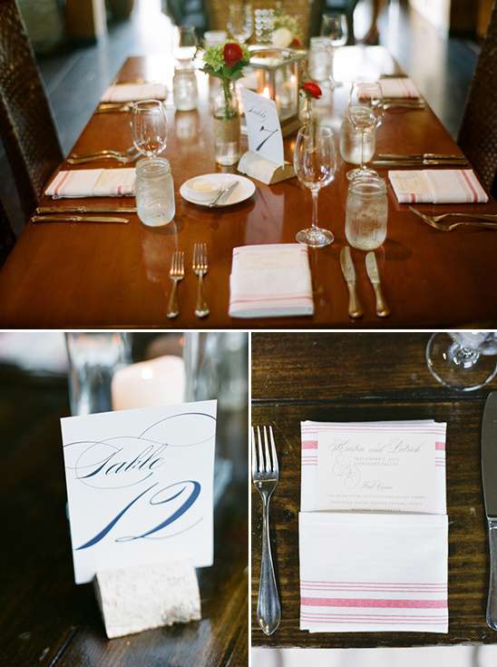wedding table number and menu ideas